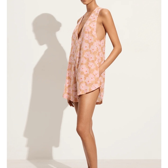 Acacia Swimwear Blue and Tan Pamala Checkered Haiku Romper small - Picture 11 of 14